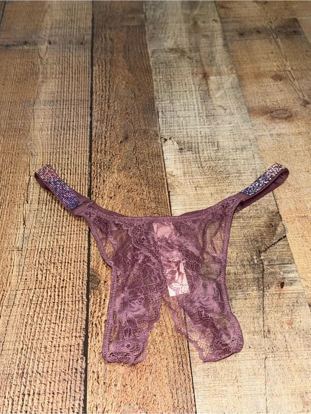 Victoria's Secret VERY SEXY Sunset Ombre Shine Strap Brazilian crotchless nwt S